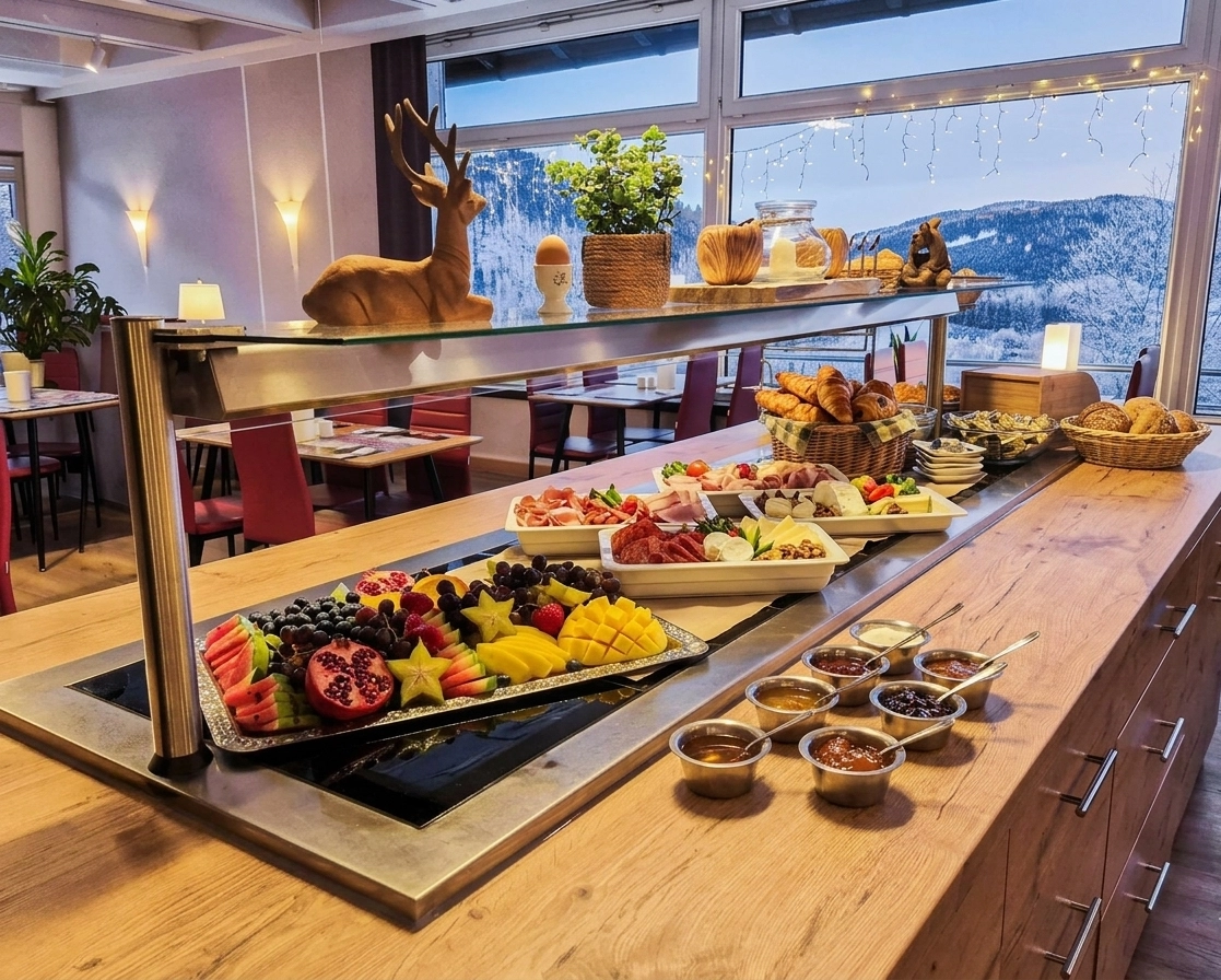 Restaurant TafelSPIZZ Innenraum mit Holztischen